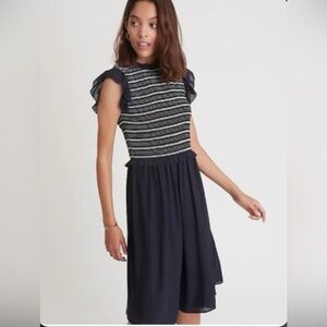 Ann Taylor Size 12 Blue Smocked Bodice A- Line Dress NEW!